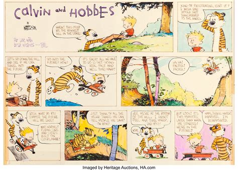 Bill Watterson Calvin and Hobbes Sunday Comic Strip Original Art | Lot ...