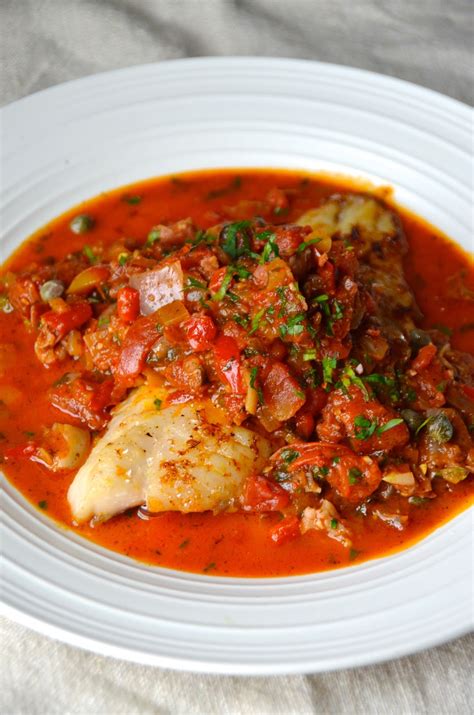 Broiled Fish with Rustic Mediterranean Tomato, Onion & Caper Sauce - Always Order Dessert