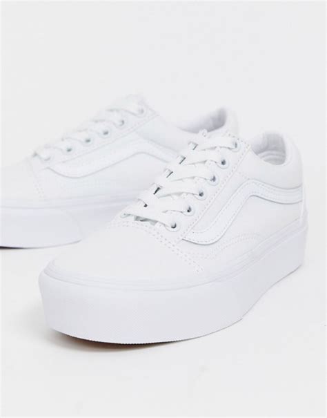 Vans Classic Old Skool platform triple white sneakers | ASOS