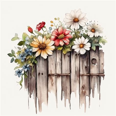 Premium Photo | A painting of flowers on a fence