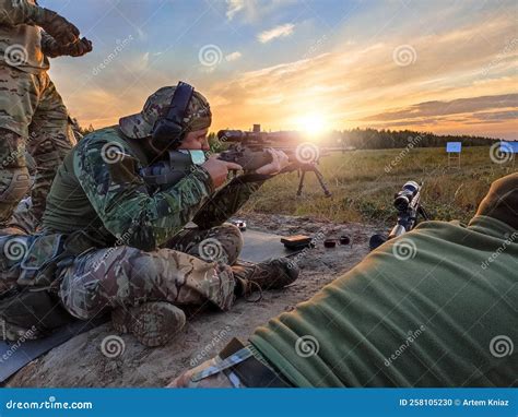 Ukrainian Army Sniper Soldier Training at Shooting Range with American ...