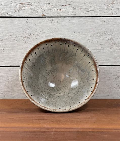 Handmade Pottery Bowl, Wheel Thrown Stoneware, Ceramic Bowl, Cereal Bowl, Slip Dots Design ...