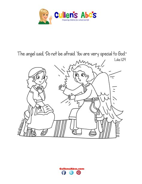 Bible Key Point Coloring Page | Mary Meets An Angel | Free Children's ...