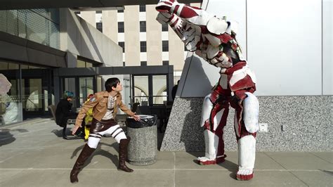 My Eren Jaeger and someone's armored Titan cosplay. Eren Jaeger, Winter 2016, Cosplay