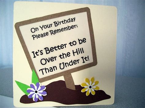 handmade birthday card over the hill birthday card