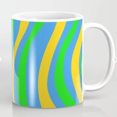 High vis. 03. 10-2017. Coffee mug design composed of blue, yellow and ...