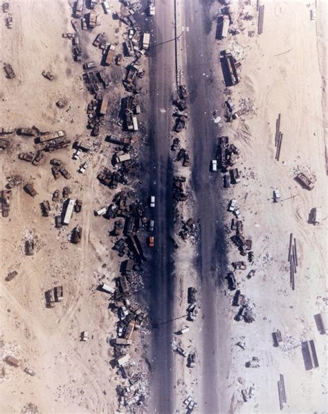 Highway of Death: aftermath of the bombing of retreating Iraqi troops ...