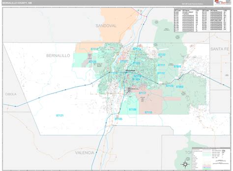 Bernalillo County, NM Wall Map Premium Style by MarketMAPS