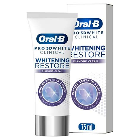 Oral-B 3D White Clinical Whitening Restore Diamond Clean Toothpaste 70ml - £8.7 - Compare Prices