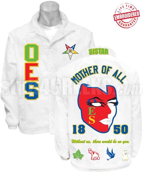 Deluxe Order of the Eastern Star Line Jacket with Fatal Star and "Mother of All" Back, White ...