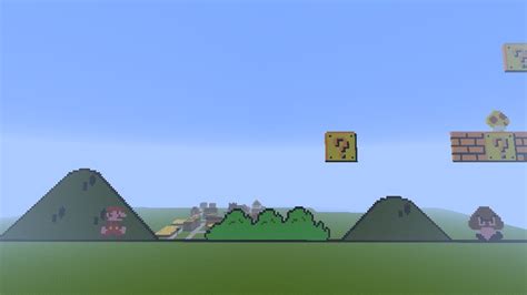 Super Mario Bros World 1-1 Pixel Art Minecraft Project