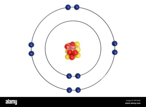 Neon Atom Bohr model with proton, neutron and electron. 3d illustration Stock Photo - Alamy