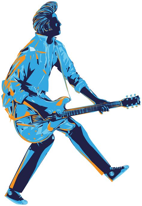 illustration rockstar guitarist rock n roll decal - TenStickers