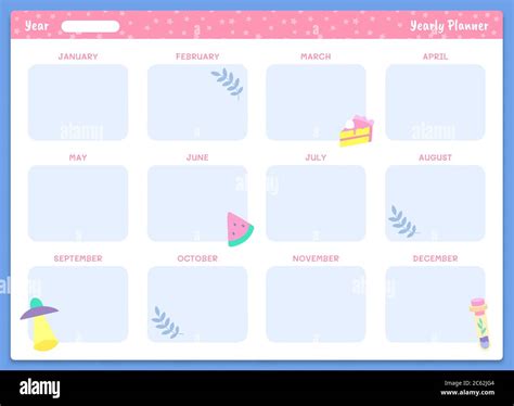 Yearly planner template. Organizer year calendar, business schedule ...