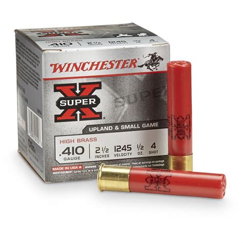 Winchester Super-X High Brass Game Loads, 410 Gauge, 2 1/2" 1/2 ozs., 25 Rounds - 159410, 410 ...