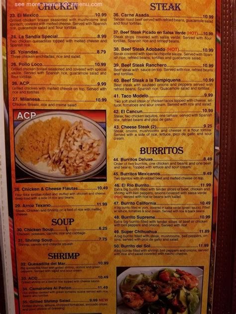 Online Menu of El Rio Restaurant, Creedmoor, North Carolina, 27522 - Zmenu