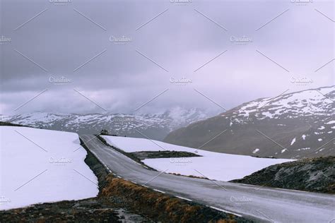 Snowy mountain pass in scandinavia featuring mountain, road, and norway ...