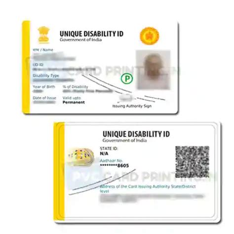 Unique Disability Identity Card (UDID) ( Smart Card) PVC Card