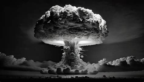 Premium AI Image | Nuclear explosion in black and white Nuke bomb ...