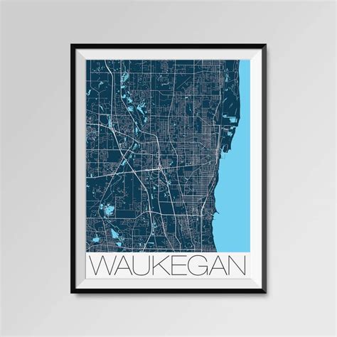 WAUKEGAN Illinois Map Waukegan City Map Print Waukegan Map | Etsy