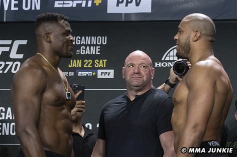 UFC 270 faceoff: Francis Ngannou, Ciryl Gane fist bump before title unifier