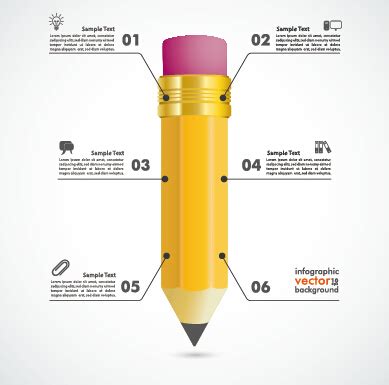 Business Infographics with pencil vector 02 free download