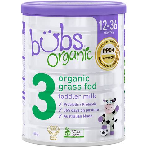 Bubs Organic Grass Fed Toddler Formula Stage 3 800g | Woolworths