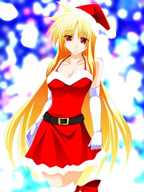 Female anime character wearing santa hat and dress HD wallpaper | Wallpaper Flare