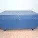 Vintage Blue Trunk Coffee Table Metal Storage Organizer Hinged