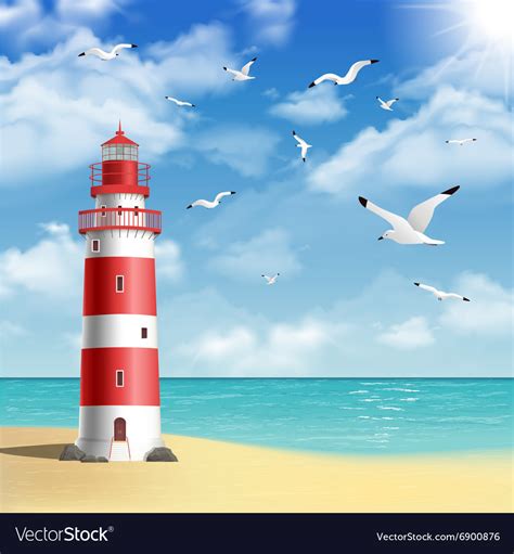 Lighthouse on the beach Royalty Free Vector Image