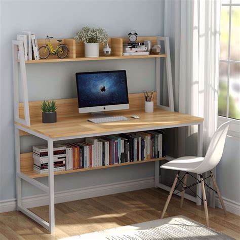 Tribesigns Computer Desk with Hutch and Bookshelf, 47 Inches Home ...