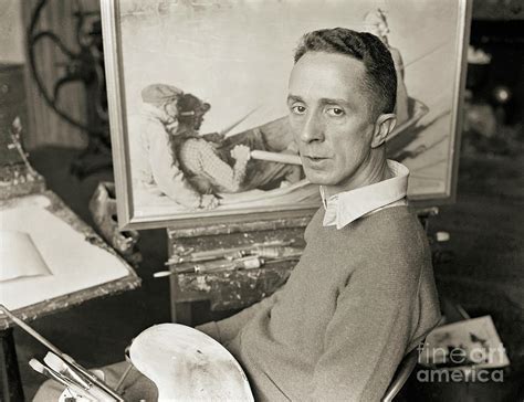 Portrait Of Norman Rockwell Working by Bettmann