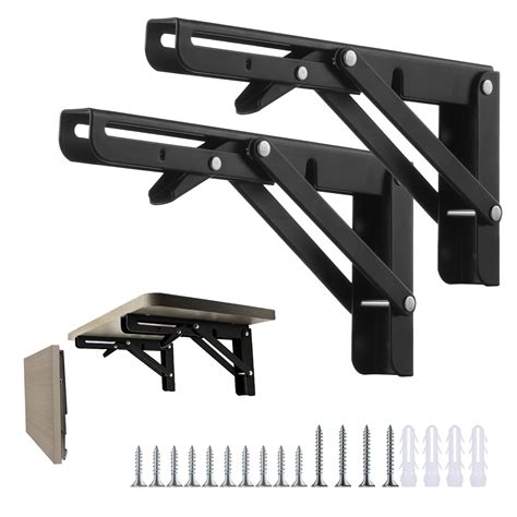 Folding Bracket 24 inch for Shelf Table Desk Wall Mounted Support Collapsible Long Release Arm ...