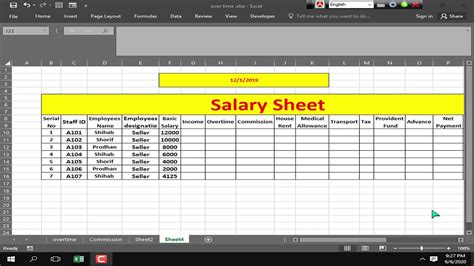 How to create Salary Sheet in MS Excel - YouTube