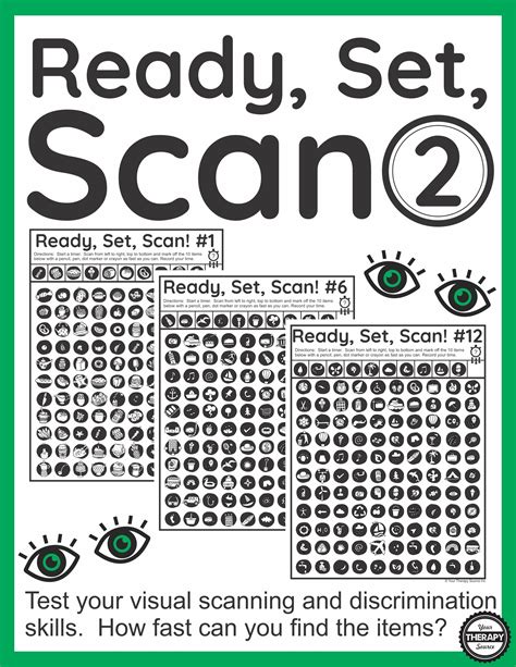 Visual Scanning Exercises - Ready Set Scan Level 2 - Your Therapy Source | Printable Visual ...