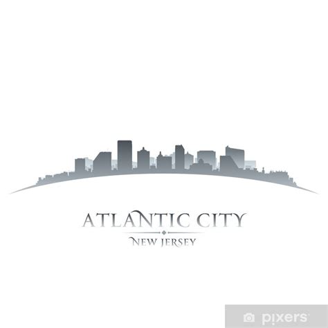 Wall Mural Atlantic city New Jersey skyline silhouette white background ...