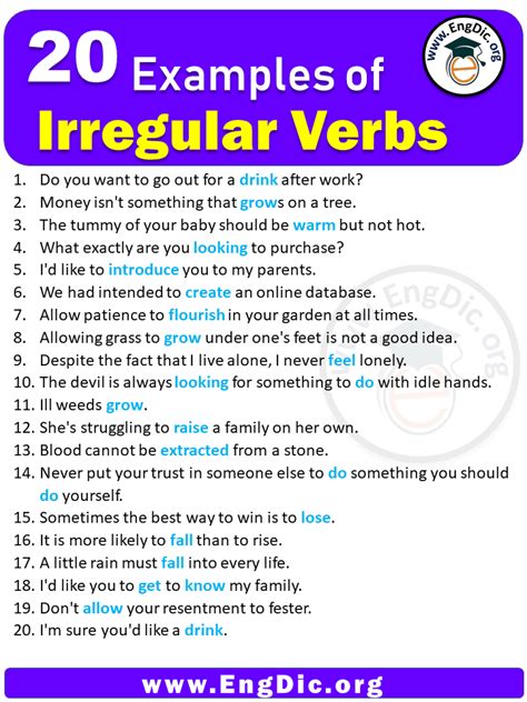 20 Examples of Irregular Verbs in Sentences - EngDic