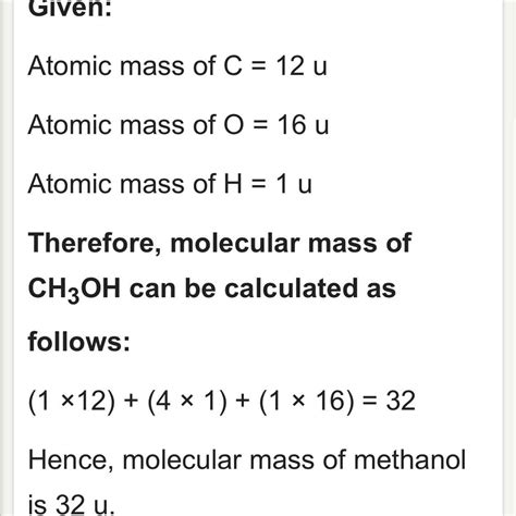 q. (9). a) Calculate the molecular mass of CH3 OH. b) Write chemical ...