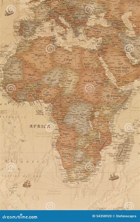 Ancient Geographic Map Of Africa Stock Photo - Image: 54358920