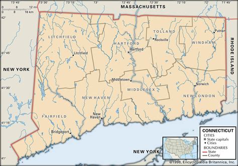 State and County Maps of Connecticut