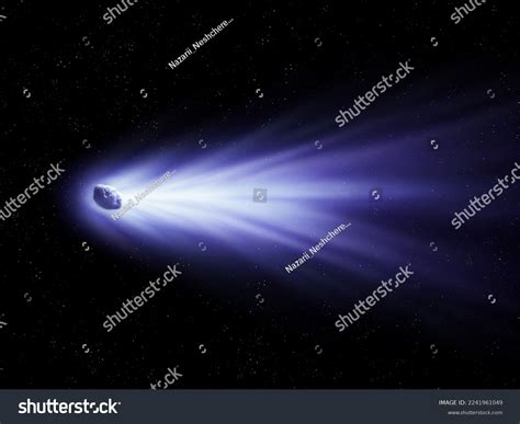 Comet Tail Against Background Stars Glowing Stock Photo 2241961049 ...