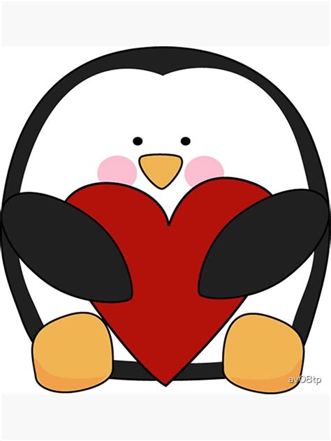 "Valentine's Penguin holding heart" Art Print for Sale by av08tp ...