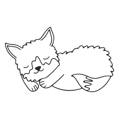 Wolf Pup Sleeping Lineart