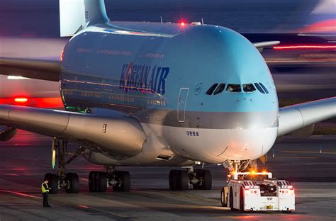 Airbus A380-800 Korean Air on Taxiway at Night - Aircraft Wallpaper ...