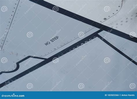 No Step Sign on the Commercial Airplane Wing Stock Photo - Image of ...