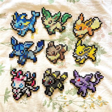 Eeveelution Sprites Perler Bead Pixel Art Vaporeon Leafeon | Etsy