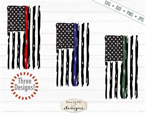 Distressed Vertical American Flag - Red Line Flag, Blue Line Flag, Green Line Flag SVG