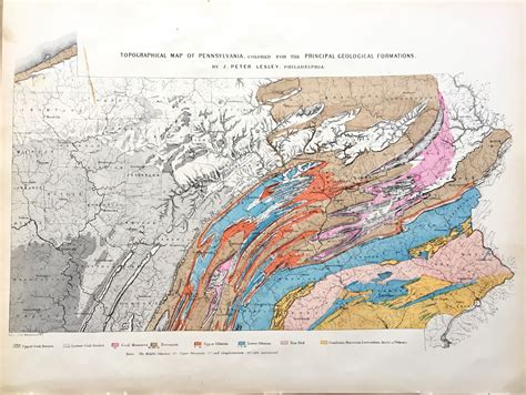 Home & Living Pennsylvania Geologic Formations map hand colored ...