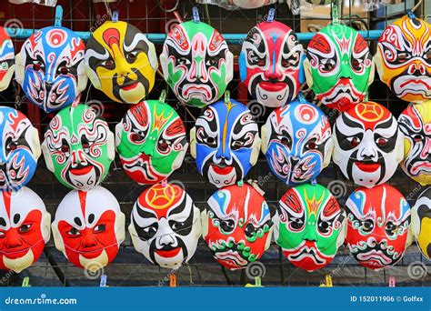 Close Up Chinese Mask Decorations in Chinese New Year Celebrations ...