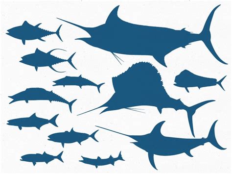 Blue Fish Silhouette drawing free image download